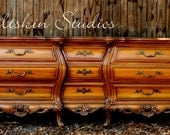 Ornate Bombe Curvy French Triple Dresser CUSTOM PAINT
