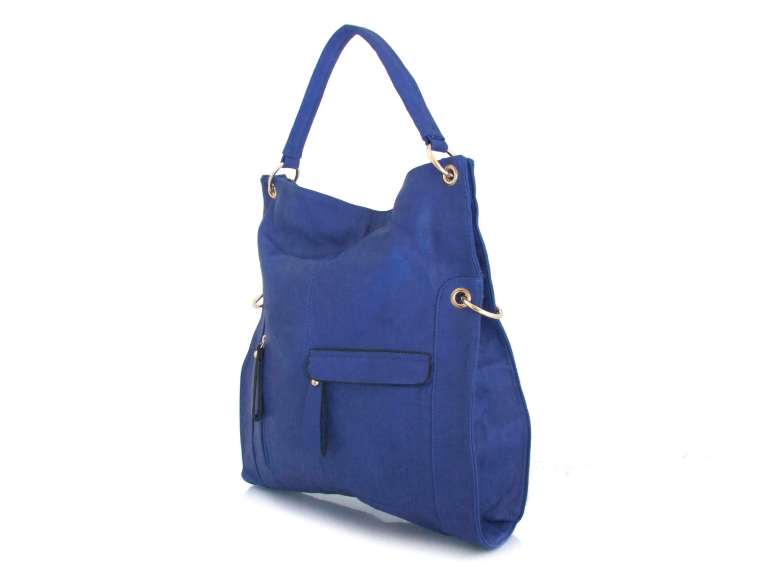 Handmade vegan leather handbag purse Blue - the Jarlath big - new collection - 25% launch discount
