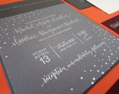 Calligraphy Wedding Invitation - City Lights Custom Design for Print or Letterpress - Partial Calligraphy