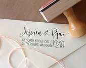 Custom Calligraphy Return Address Stamp -- Mixed Calligraphy and type - Rebel Stout Style large zip code