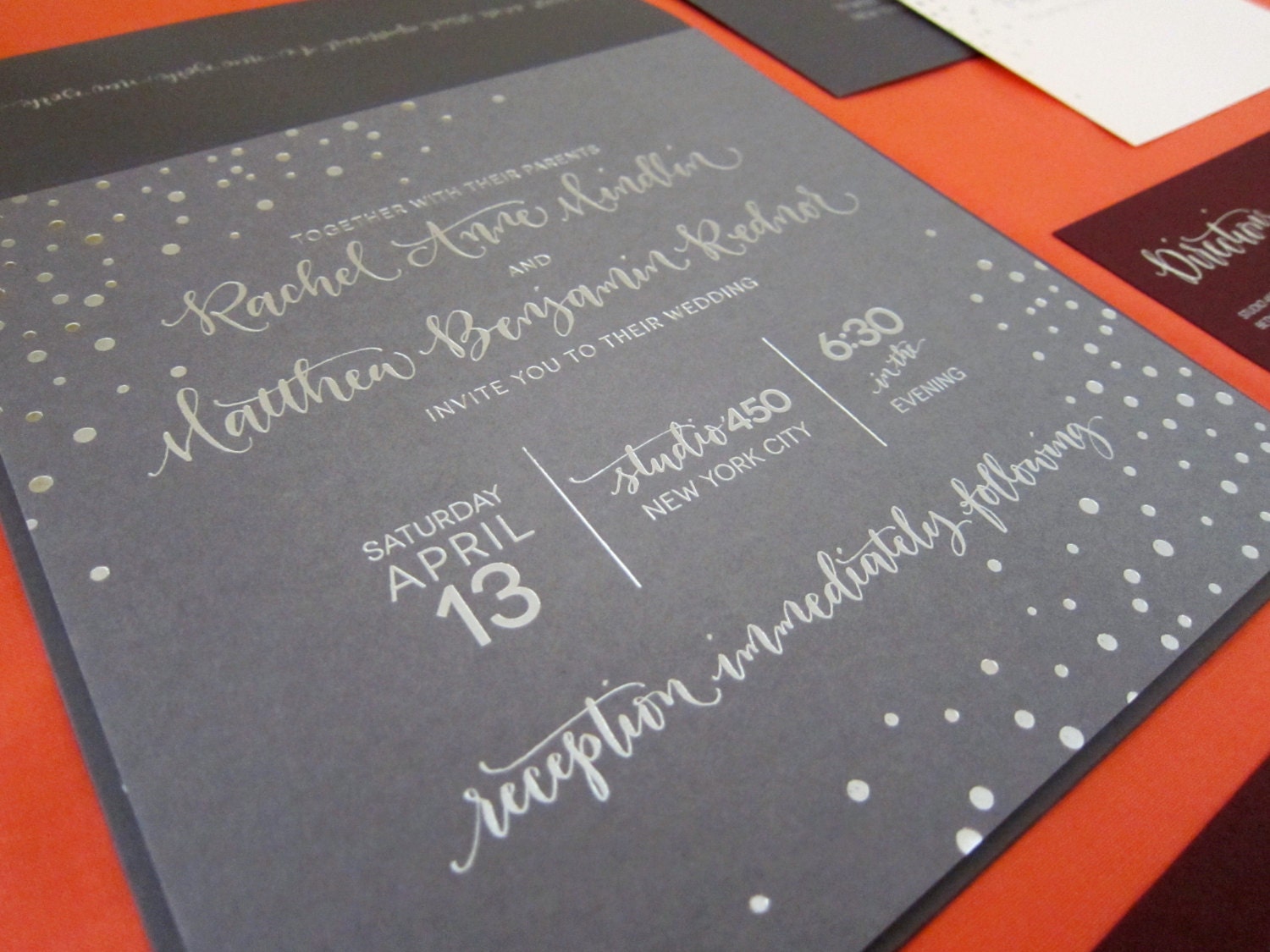 Calligraphy Wedding Invitation - City Lights Custom Design for Print or Letterpress - Partial Calligraphy