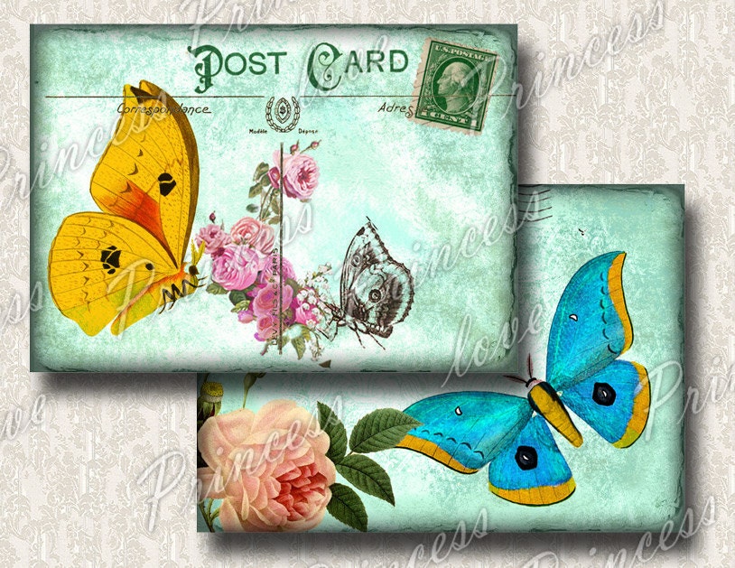 Notecards Gift Tags Digital Collage Sheet. Printable Imade. 9206