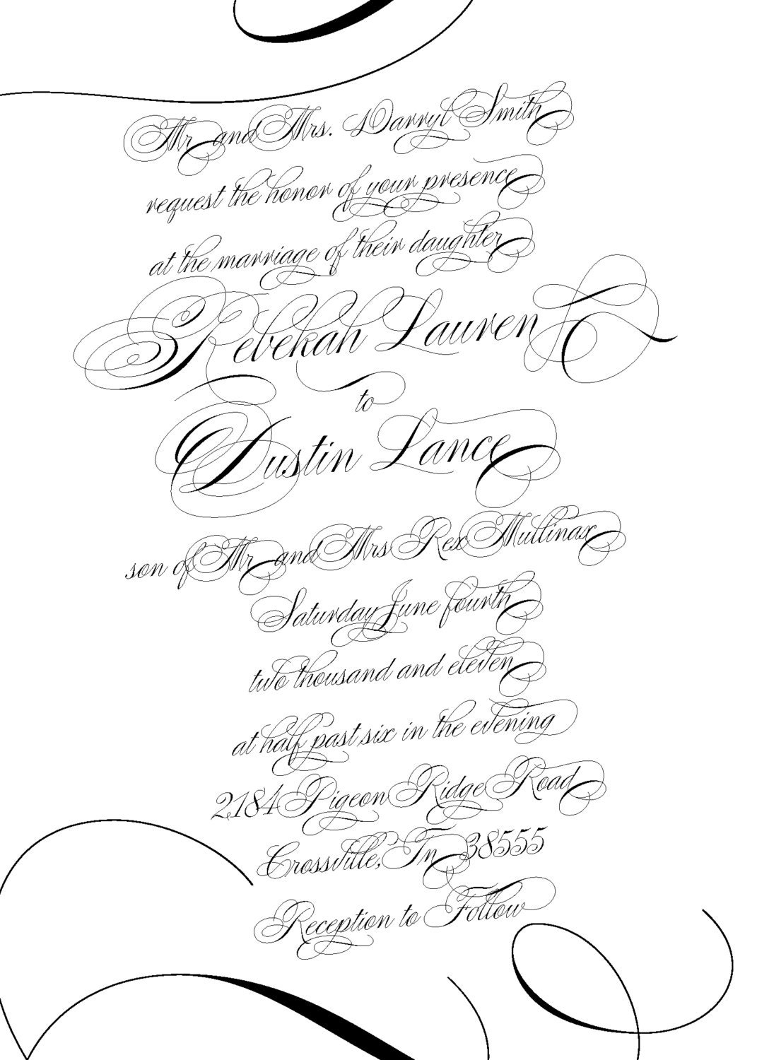 Script Wedding Invitation Suite (Printable, Digital File)