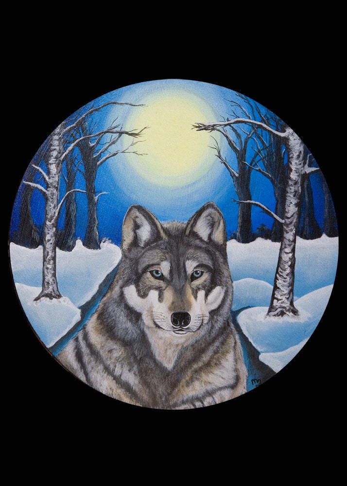 The Snow Wolf - a 7" x 5" print of an original painting by Michelle Izzard