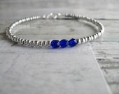 Silver/Cobalt Beaded Bracelet