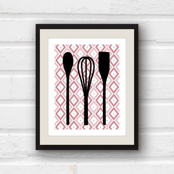 Kitchen Decor - Kitchen Utensils - Spatula, Whisk, Spoon Kitchen Art - 8x10 Kitchen Print