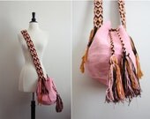 Free shipping to USA// Wayuu Bag - Hand woven Mochila Bag- Pink and Brown Colors