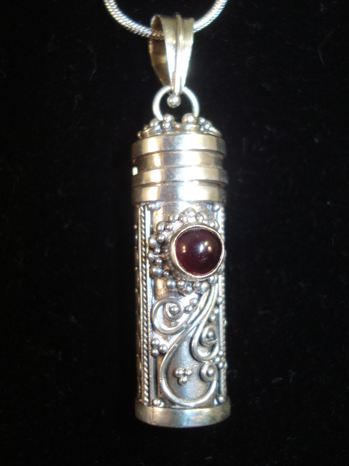 Sterling Silver Garnet Crematian Pendant