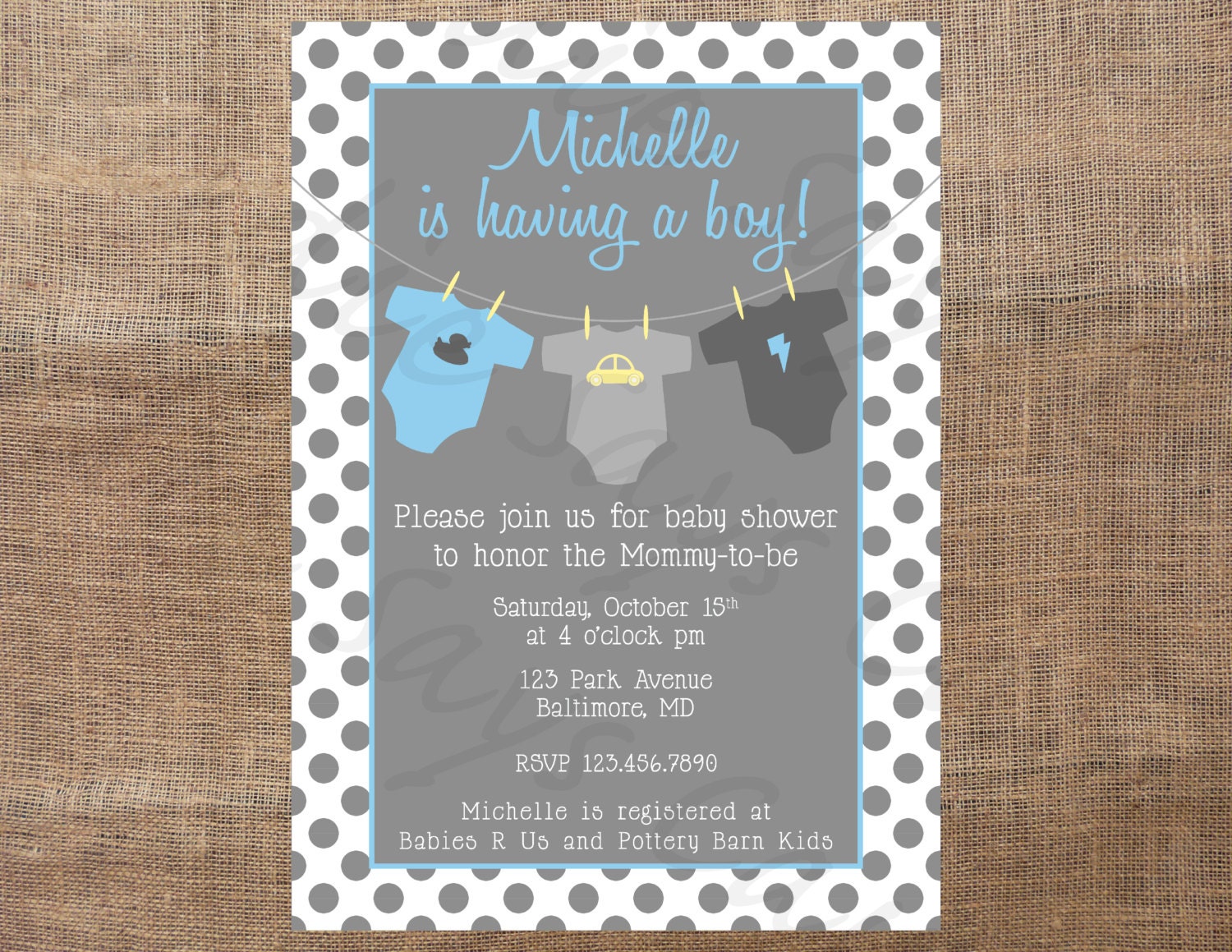 Onesie Baby Shower Custom Printable Baby Shower Invitation (boy, girl, unisex)