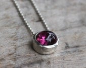 Petite rasberry garnet sterling necklace
