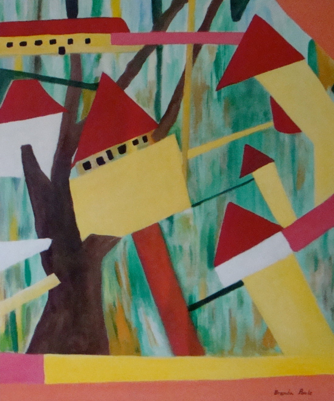 Forest Apartments II, original abstract painting, acrylics and oil on wrapped canvas 20x24