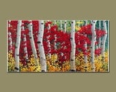 Art Print of- Original Oil Painting- ASPENS Series-Canvas Print-GICLEE Print- LANDSCAPE Painting ,Aspens Painting  Size 26inX13in