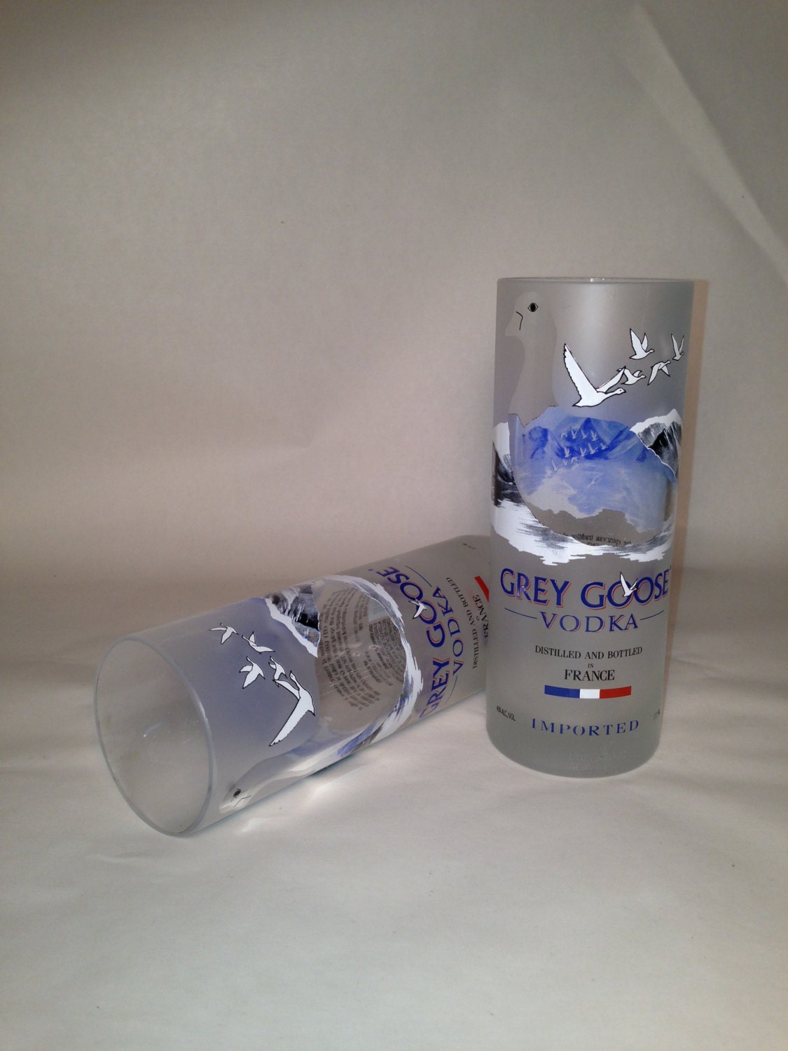 Grey Goose Vodka 375 ml Recycled Bottle Glasses - Set of 2