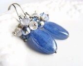 Blue Kyanite Earrings Gemstone Cluster Earrings Cornflower Blue Periwinkle Blue Gemstone Sterling Silver PACIFIC WINDS earrings