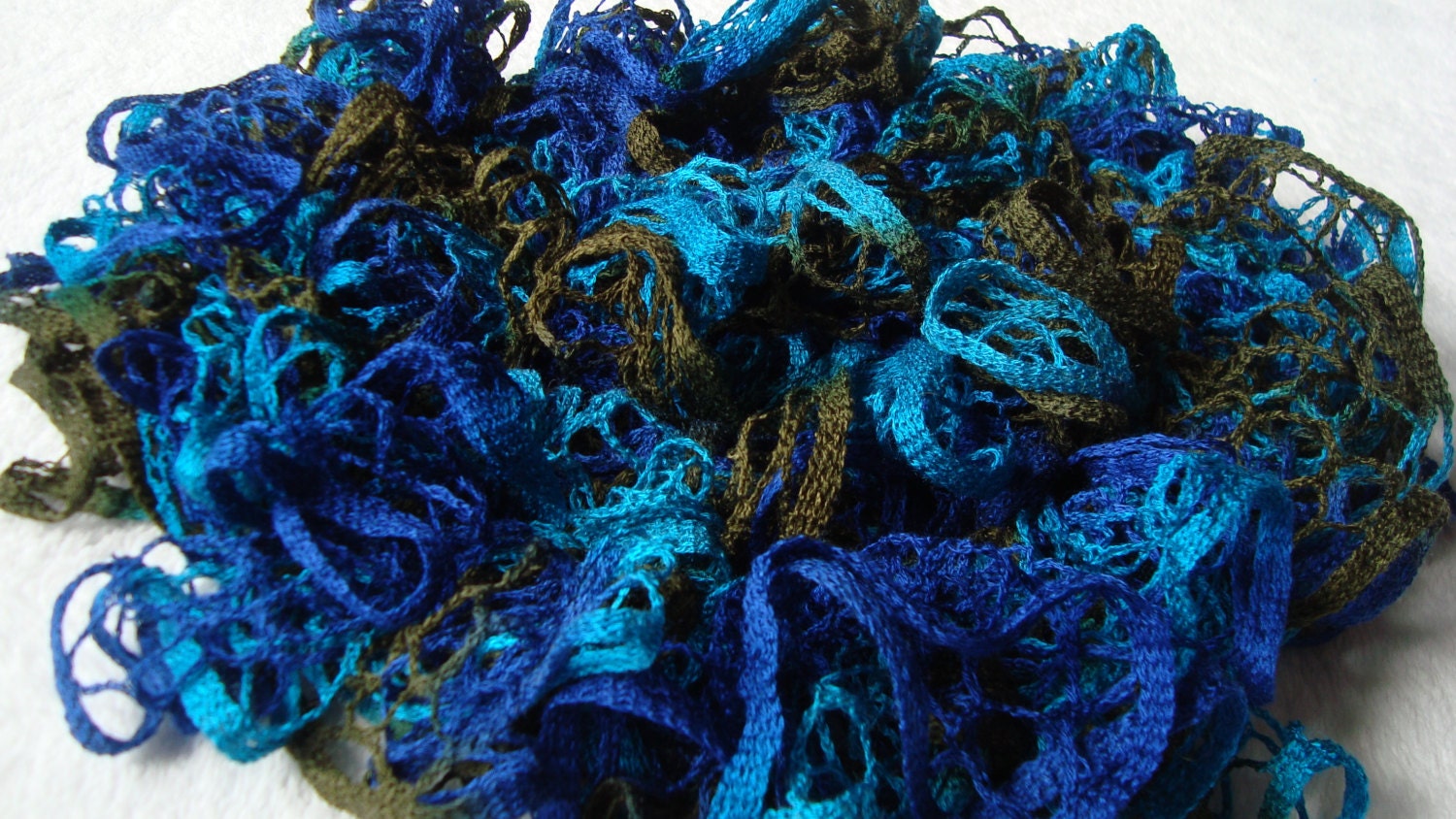 Aqua, Royal Blue, and Hunter Green Ruffle Scarf