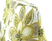 Cosmetic Bag in Chartreuse & Gray Floral: Bridesmaid Gift, Hostess Gift, Gift for Teacher, Travel Accessory, Mother's Day