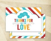 Instant Download - Retro Rainbow Baby Shower - PRINTABLE Flat Thank You Card HWTM
