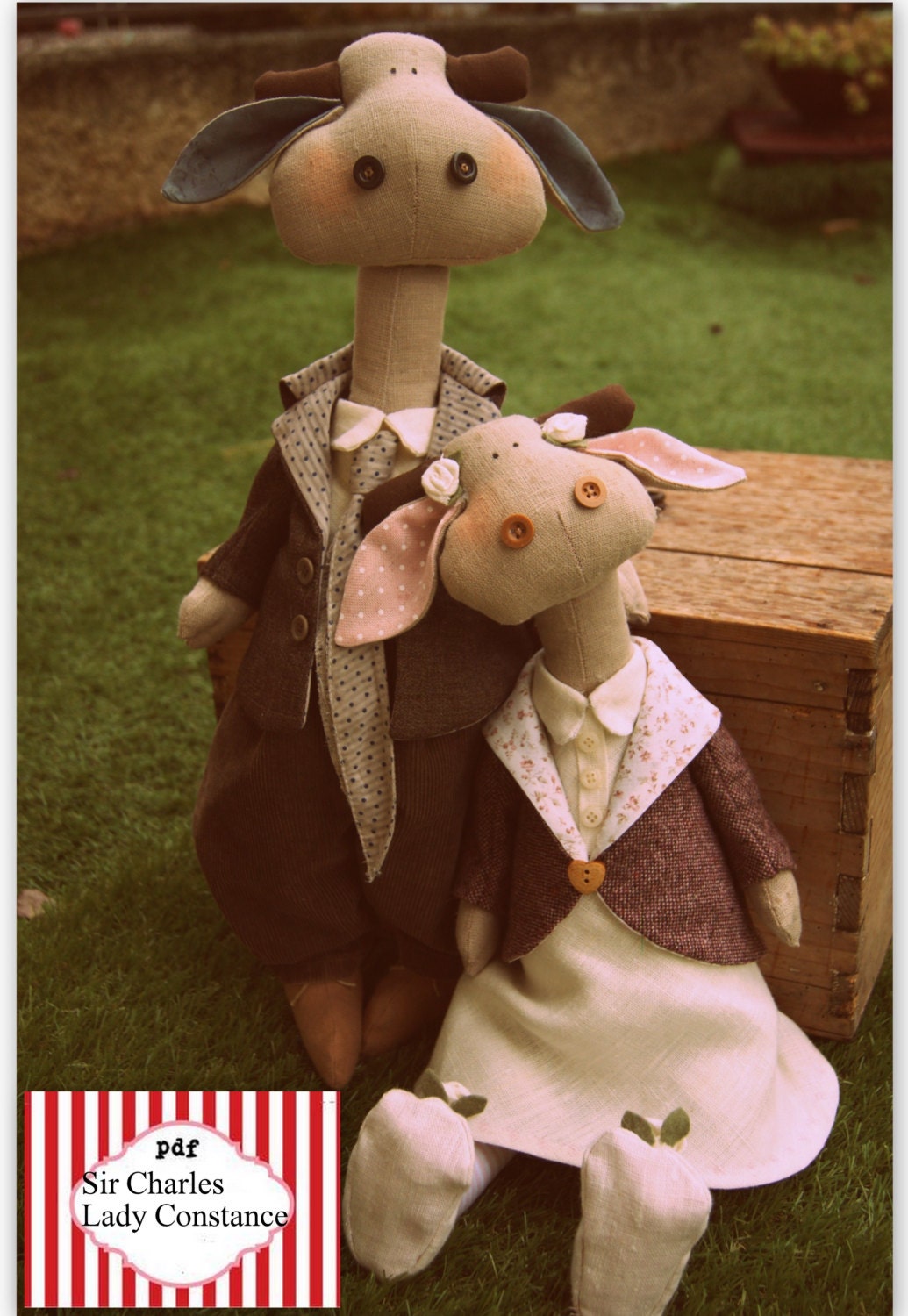 PDF PATTERN  stuffed cows-home decor-sweet toys