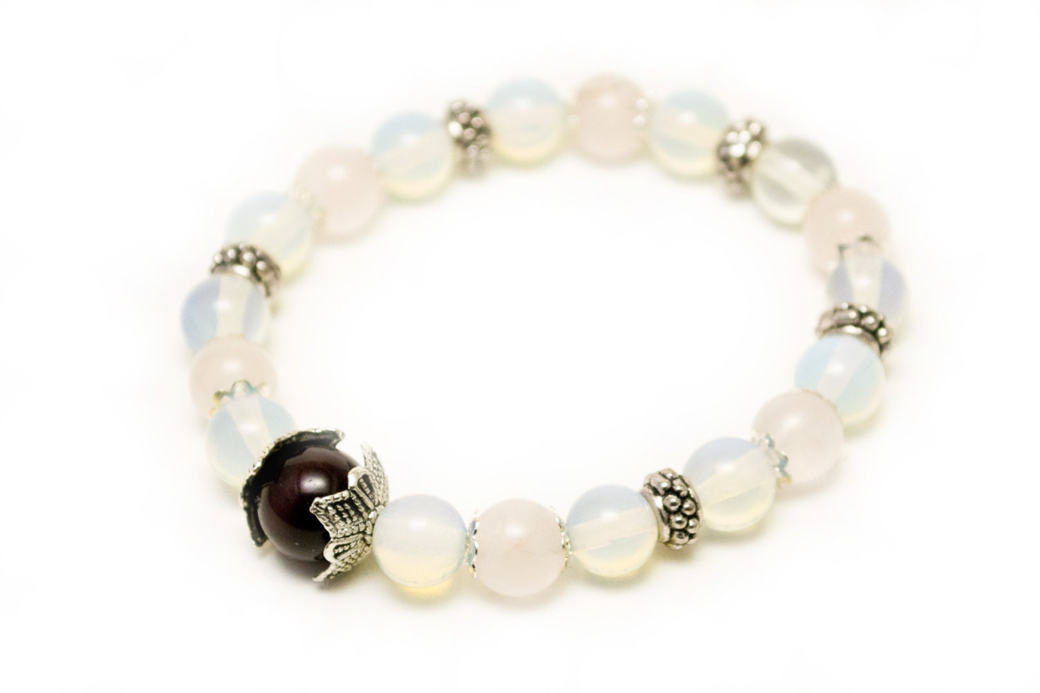 SALE - Opalene Wrist Mala Beads, Yoga Mala, Yoga Jewelry, Mala Bracelet