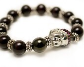 SALE - Purple Buddha Wrist Mala Beads, Buddha Bracelet, Yoga Jewelry
