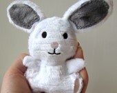 Mini Plush Bunny -- Woodland -- White Gray -- Stuffed Animal -- Tiny Baby