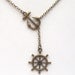 Antiqued Brass Anchor Helm Lariat Necklace