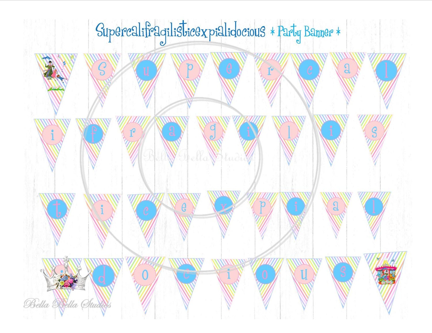Mary Poppins Vintage Party Printable SUPERCALIFRAGILISTICEXPIALIDOCIOS BIRTHDAY Party BANNER - Bella Bella Studios Il_170x135