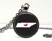 Tennessee State Love Necklace Glass Dome Pendant Art Pendant Picture Pendant Handcrafted Jewelry by Lizabettas