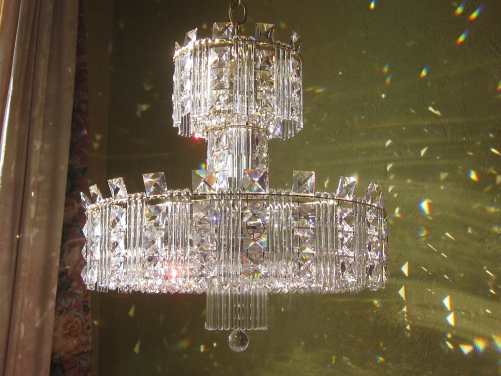 Vintage Crystal Chandelier,  Mint Condition 1960s Schonbeck,  Deco Inspired