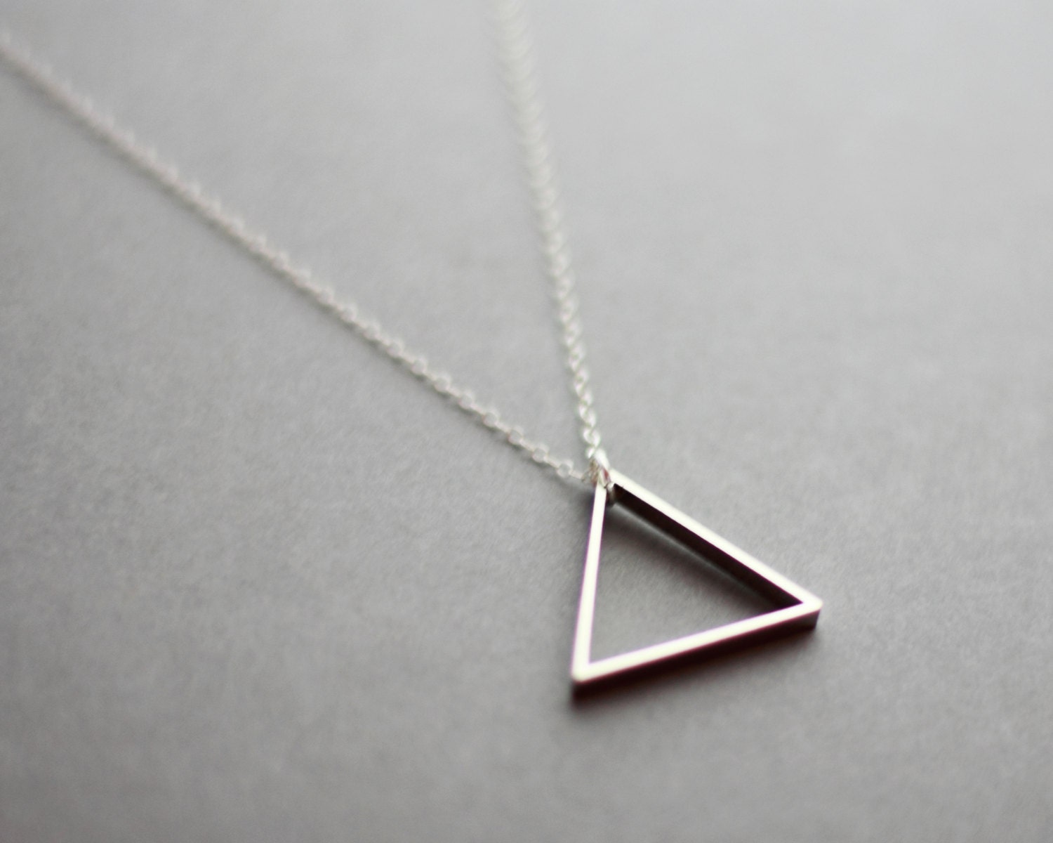 Single Silver Triangle Necklace - Sterling Silver Chain - Minimalist Jewellery