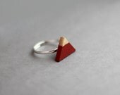 Gold Dipped Triangle Ring (Oxblood Red) - Modern Handmade Jewellery
