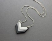 Wooden Ombre Chevron Necklace (Grey)  Modern Handmade Jewellery
