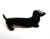Dachsund Brooch Enamel Miniblings Sausage Dog black or orange