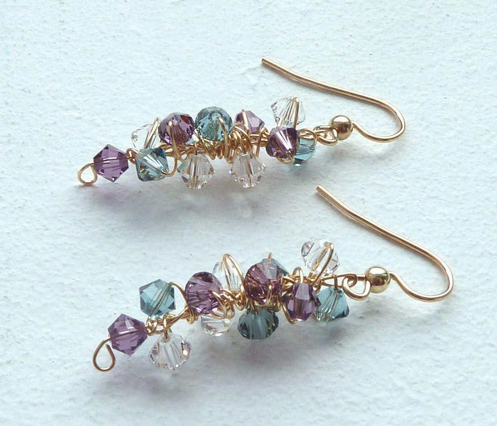 Purple Blue Earrings Statement Jewelry