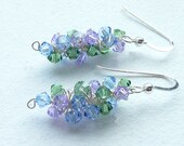 Romantic Earrings Blue, Purple, Green Sterling Silver