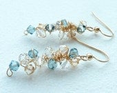 Blue Gold Dangle Earrings