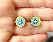 Wooden Fireworks Studs in Yellow Combo