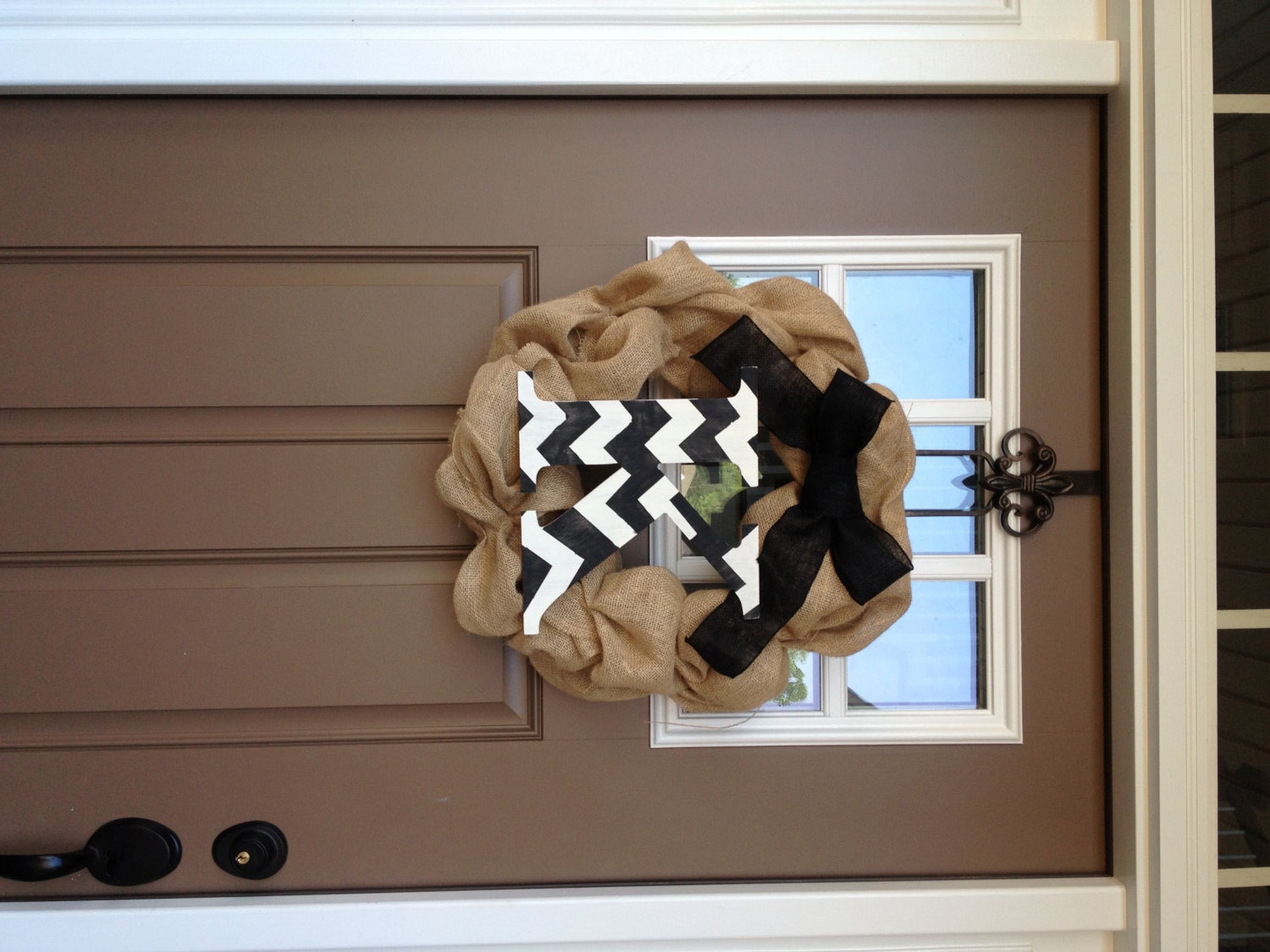 Personalized Chevron Burlap Wreath