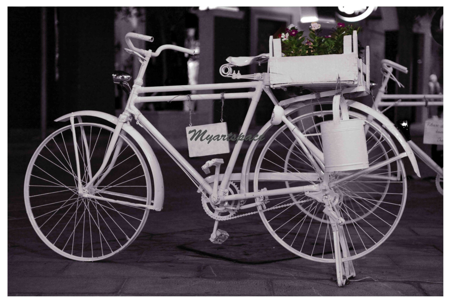 White vintage bike fine art print, For bike lovers, Fine art print, Black white street abstract print, street bike,  8 x 12''