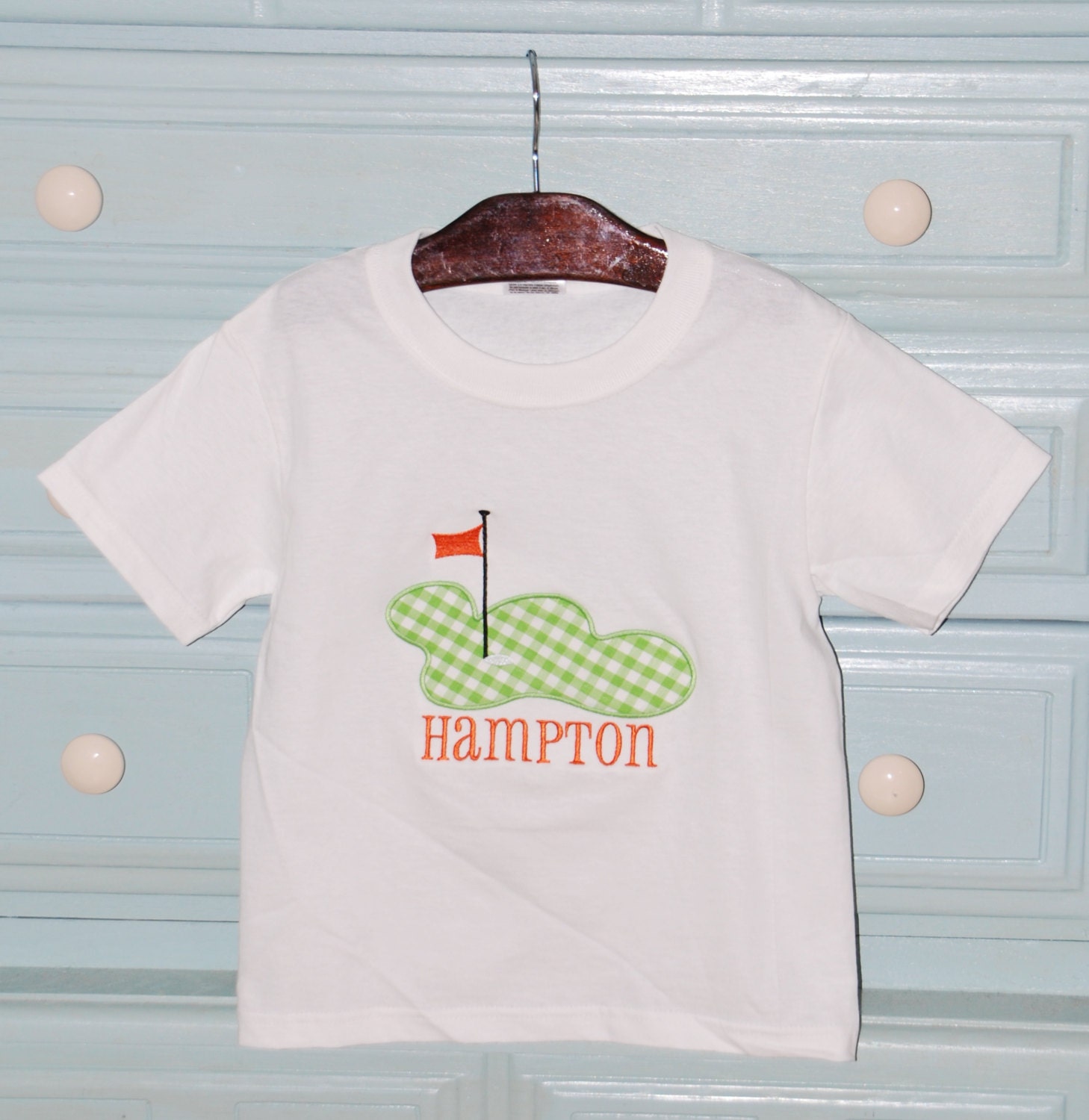 Custom boutique personalized monogrammed appliqued embroidered golf green golf tee applique t shirt tshirt tee boys girls short sleeves