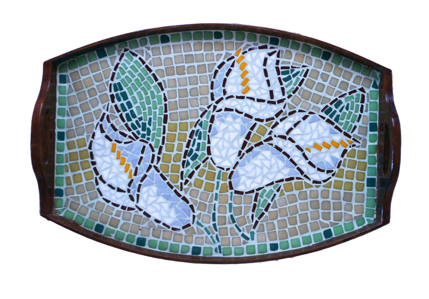 Calla Lily (Zantedeschia) Flower Pattern Mosaic Tray