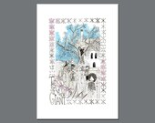 Oscar Wilde print. Oscar Wilde poster. Ink pen drawing. Fine art giclée print. Limited edition. The selfish giant. Kids illustration. A3