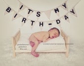 photo prop burlap baby banner newborn Happy Birthday Birth Day announcement reveal boy girl pennant bunting nursery decoration shower