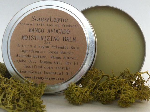 mango avocado moisturizing balm, 2oz. vegan
