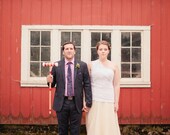 Plus Size Asymmetrical Wedding Gown, One Shoulder, Cotton Lace Custom Made Eco Friendly Customizable