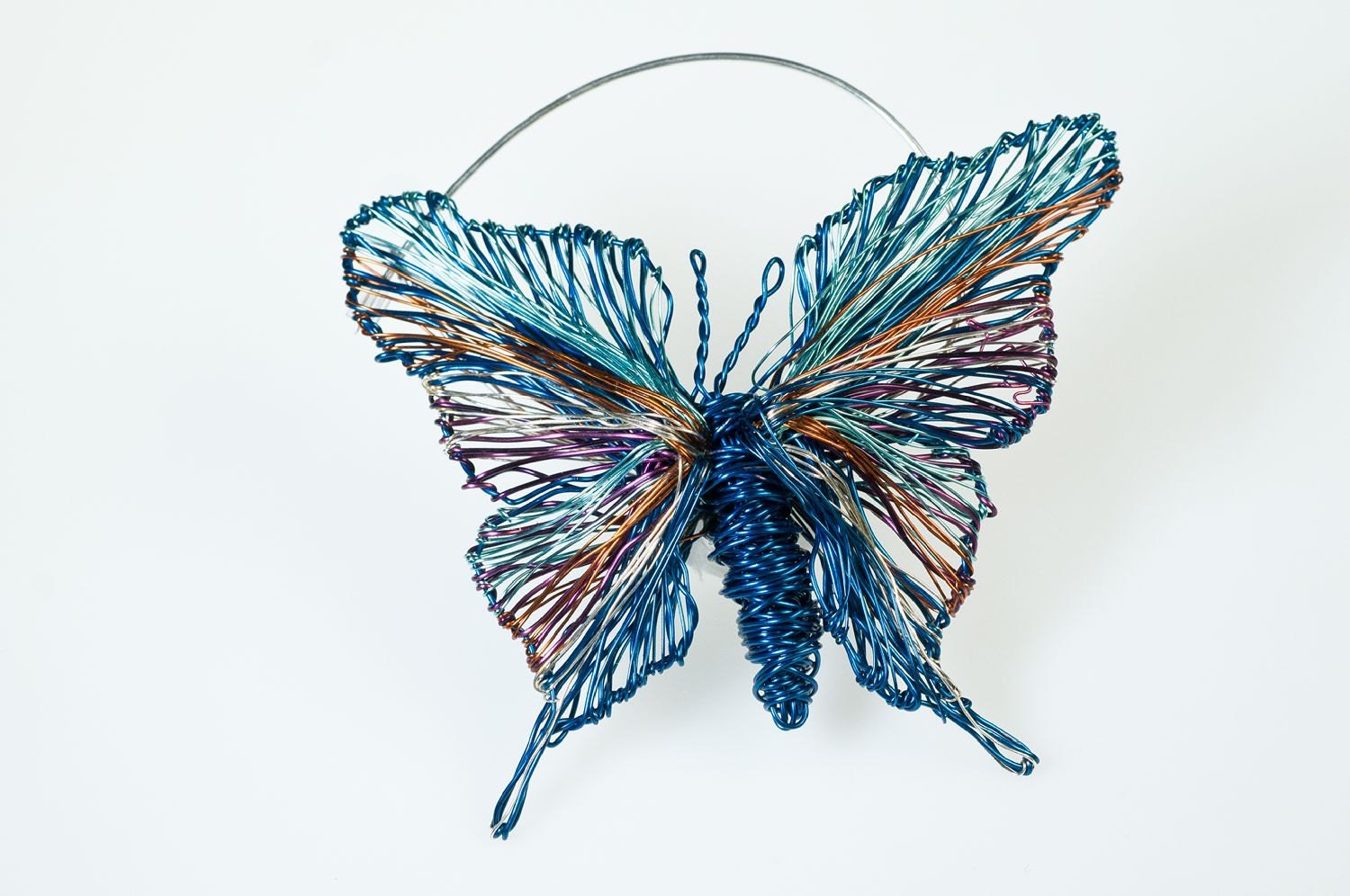 Unique butterfly brooch.Art butterfly jewelry.Wire wrapped insects.Prototype jewelry.Wired sculpture.Fine jewelry.