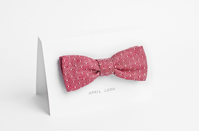 Red polka dot bow tie - double sided