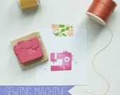 Hand Carved Sewing Machine Rubber Stamp
