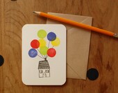 Going Away House with Balloons Greeting Card
