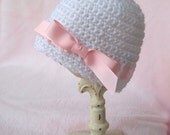 Newborn Crochet Hat, Baby Girl Hat, Ballerina Hat, Crochet Baby Hat, Baptism Hat